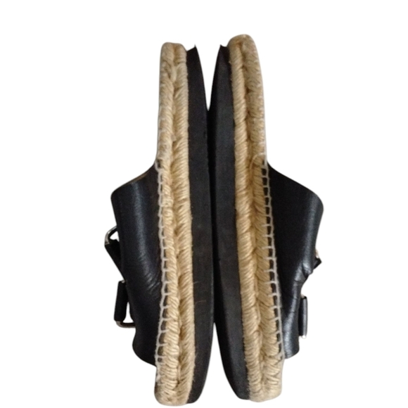 Palomitas Black Leather Double Strap Sandals Size 7-7.5 - Picture 6 of 8